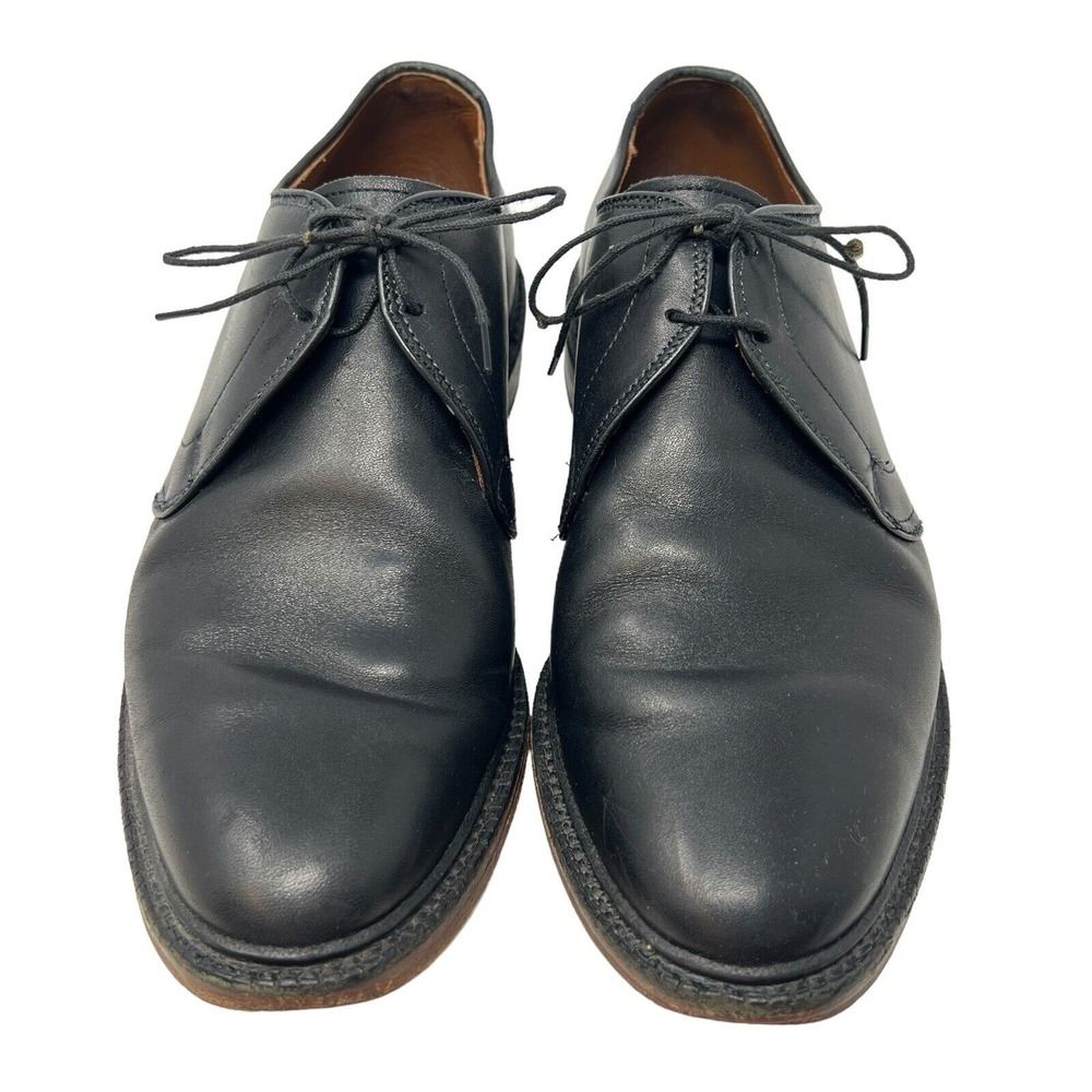 Allen Edmonds Leeds Black Leather Plain Toe Derby Shoes Mens 9 E 4611 USA Made